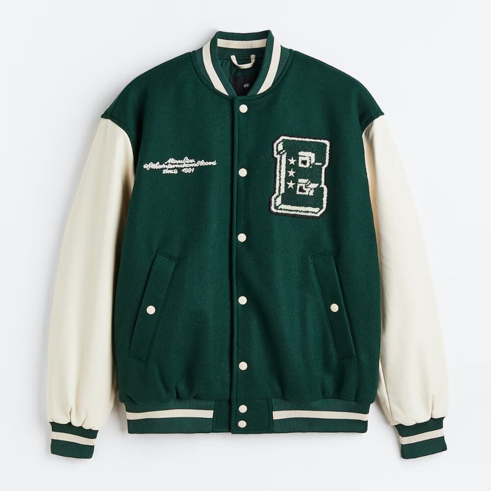 H&M Baseball jacket in soft, felted fabric with lightly padded sleeves
